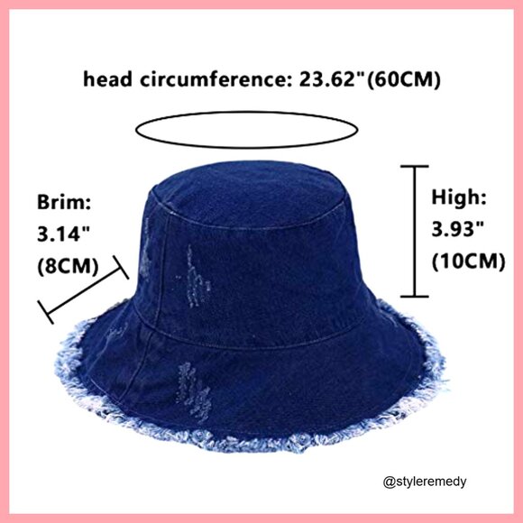 Denim Bucket Hat Packable Sun Cap with Tassel Decorations main image 6